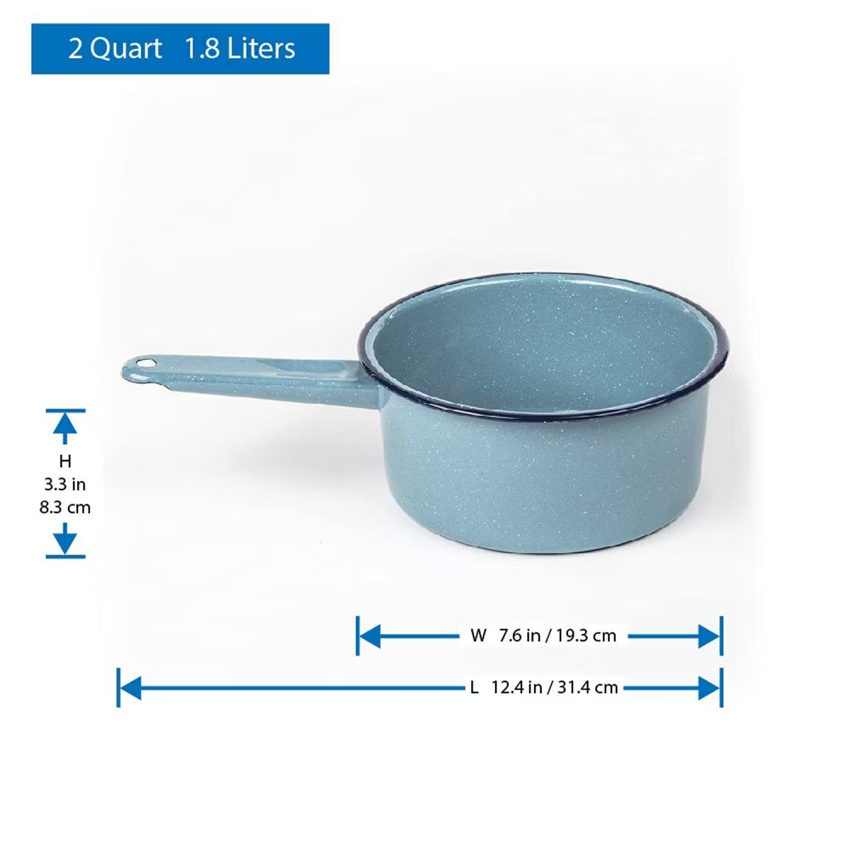Saucepan – Enamel on Steel Durable Non-Stick Cookware for Indoor & Outdoor – Blue