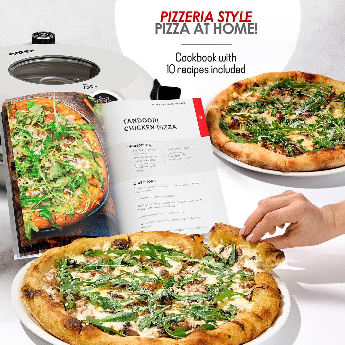 Pizza Oven – Electric Pizza Oven Indoor, 12 Inch Portable Stone Pizza Oven – Cream