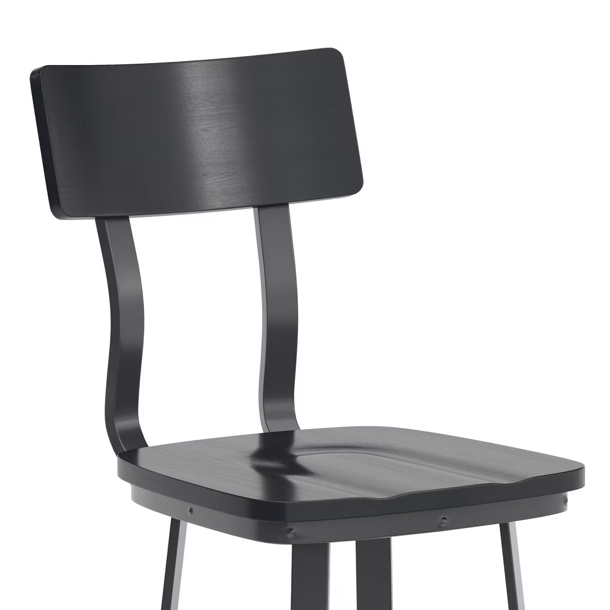 Black Dining Bar Stool with Wood Back/Seat and Black Powder-Coated Frame