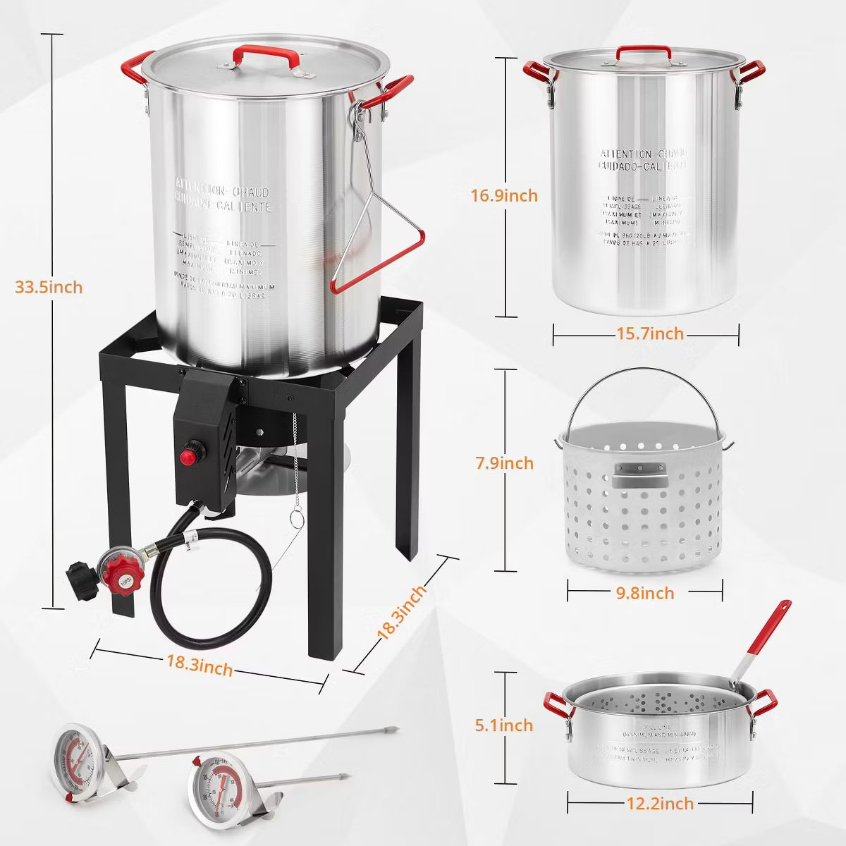Deep Fryer – 30QT Turkey Fryer, 10QT Fish Fryer Combo Kit – White