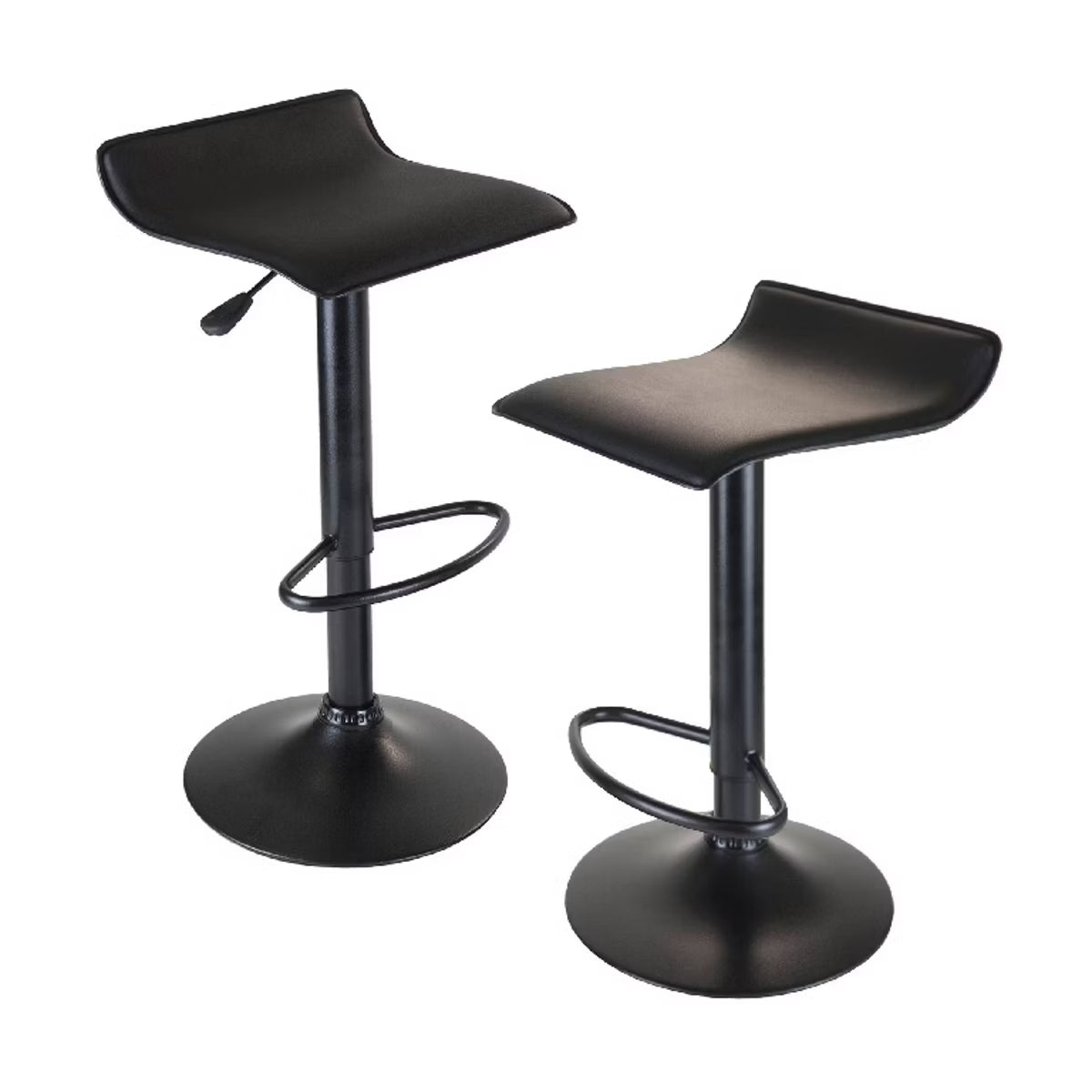 3pc Obsidian Bar Height Dining Set with Air Lift Adjustable Stools Wood/Black