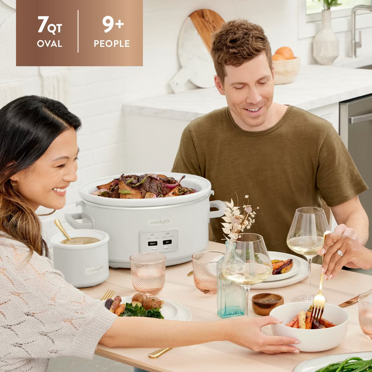 Slow Cooker – Designer Series 7qt Slow Cooker with Bonus Little Dipper Mushroom – White