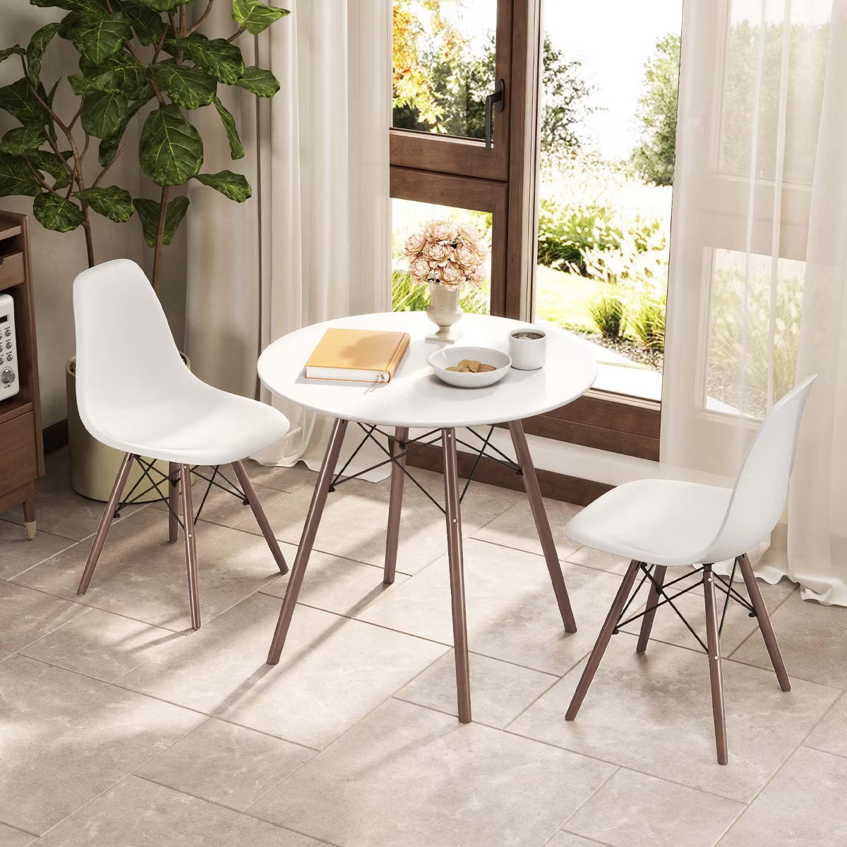 Dining Set – Culinvaro Dining Table Set Modern 5 PCS For 4 Round Dining Room Table Set with Solid Wood Leg