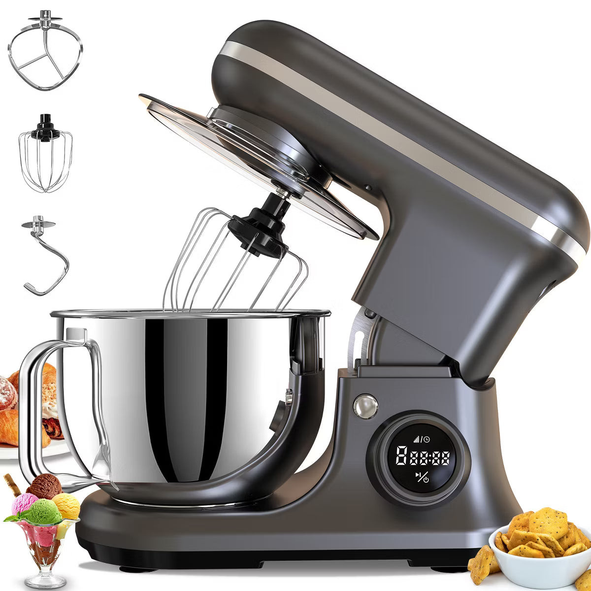 Stand Mixer – Electric Stand Mixer 5.3 Quart 6-Speed Tilt Head Kitchen Mixer – Red