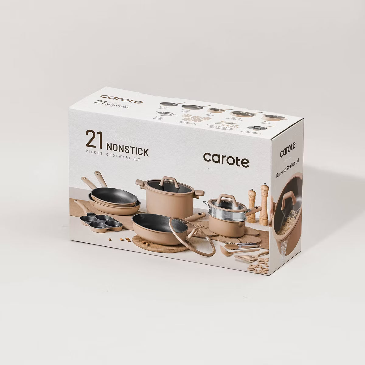 Cookware Set – 21pc Nonstick Cookware Set Taupe – Taupe