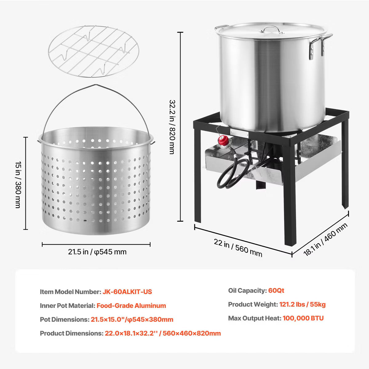Multi-Cooker – 60 Qt Seafood Boiling Kit with Strainer – Natural