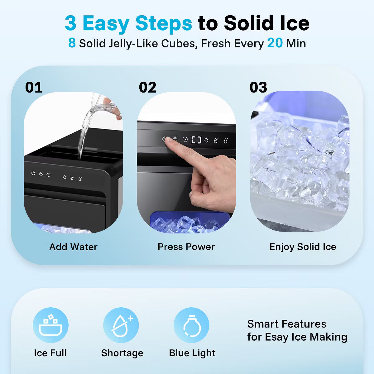 Ice Maker – Ice Maker, 8PCS Solid Nugget Ice – Clear