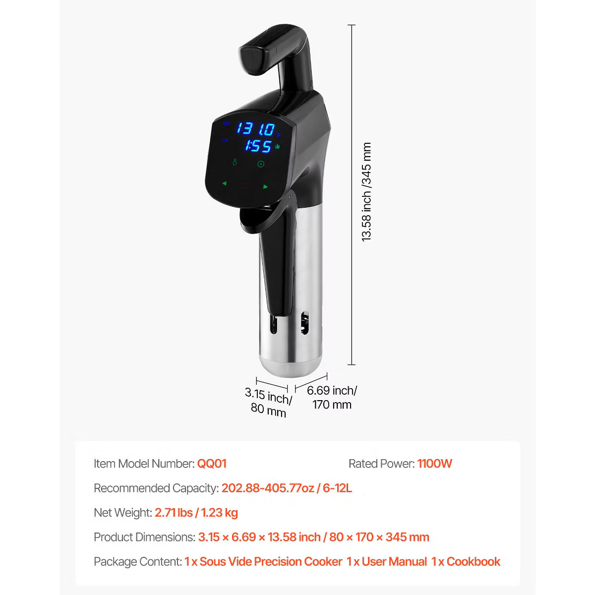 Immersion Circulator with LED Digital Display – Stainless Steel