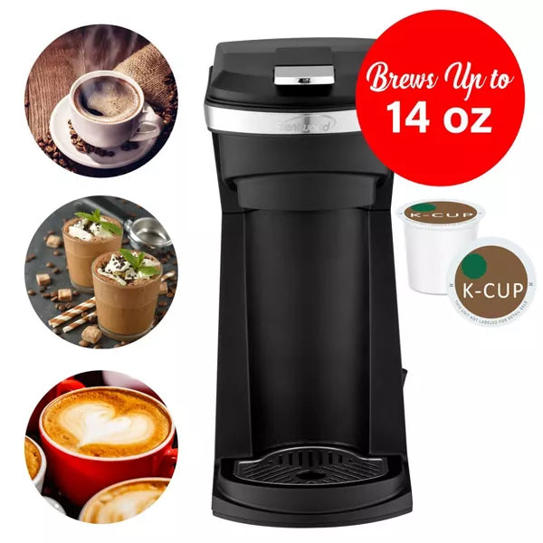 Single-Serve Coffee Maker – Cup Single Serve Coffee Maker with Reusable Filter Basket – Black