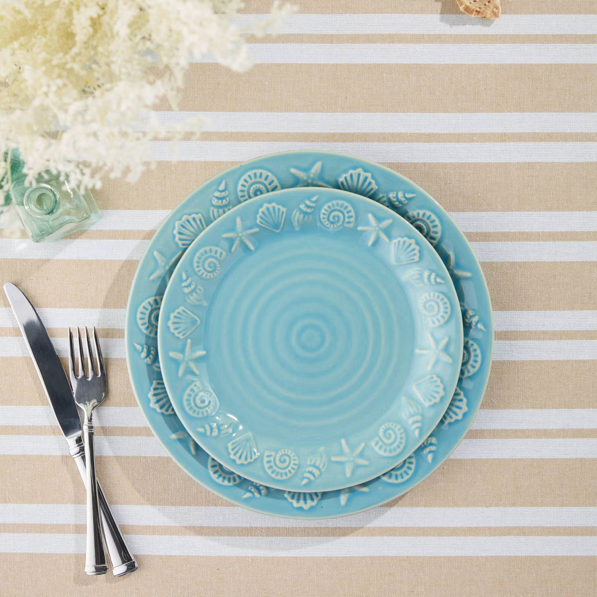 Salad Plate – Culinvaro Coastline Blue Set of 4 Salad Plates