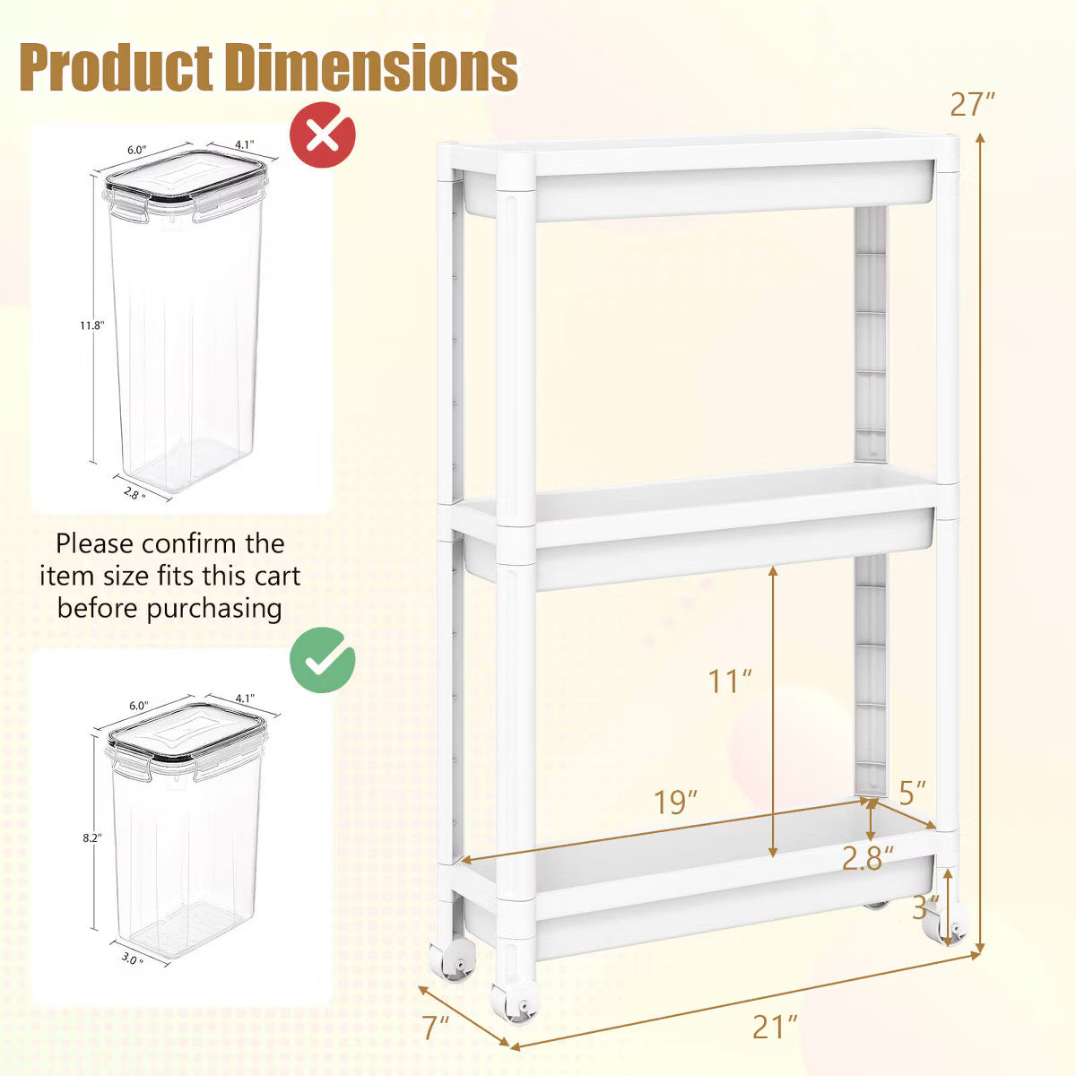 Storage Cart – Culinvaro 3-Tier Slim Rolling Storage Cart 2-Pack with Wheels