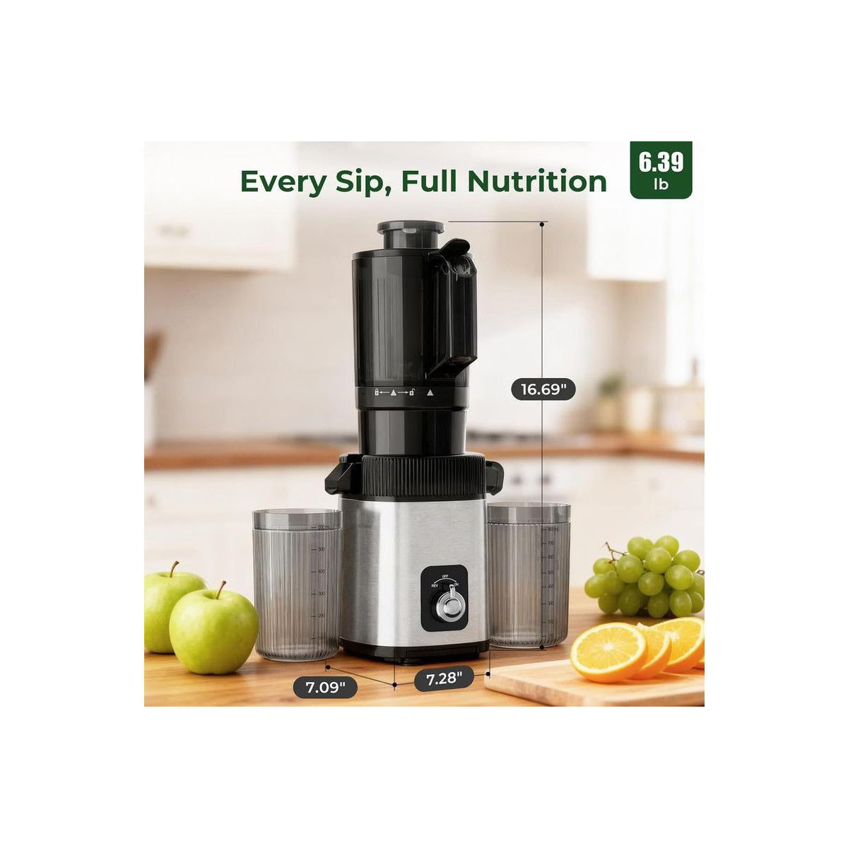Juicer – Slow Masticating Juicer, 4.4 – Black