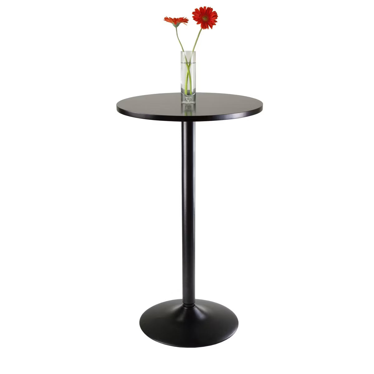 3pc Obsidian Bar Height Dining Set with Air Lift Adjustable Stools Wood/Black