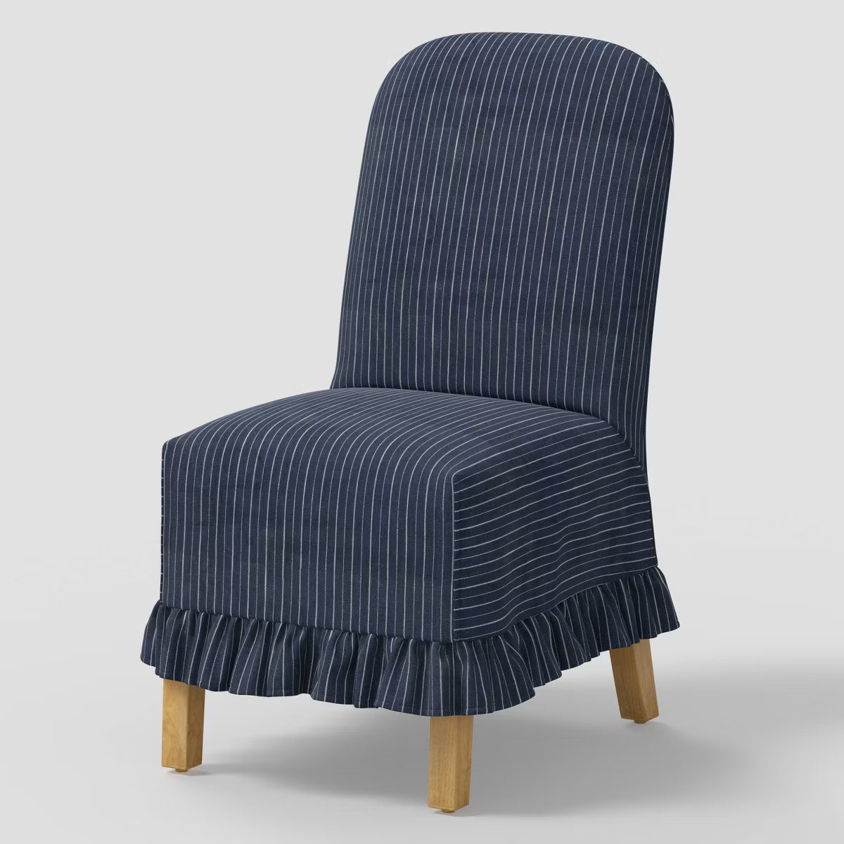 Ivy Ruffled Slipcover Dining Chair in Pinstripe Linen