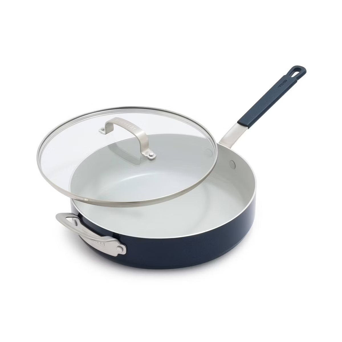 Saute Pan – 4.5qt Ceramic Nonstick Aluminum Saute Pan with Lid Oxford – Blue