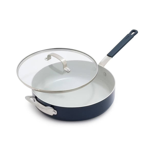 Saute Pan – 4.5qt Ceramic Nonstick Aluminum Saute Pan with Lid Oxford – Blue
