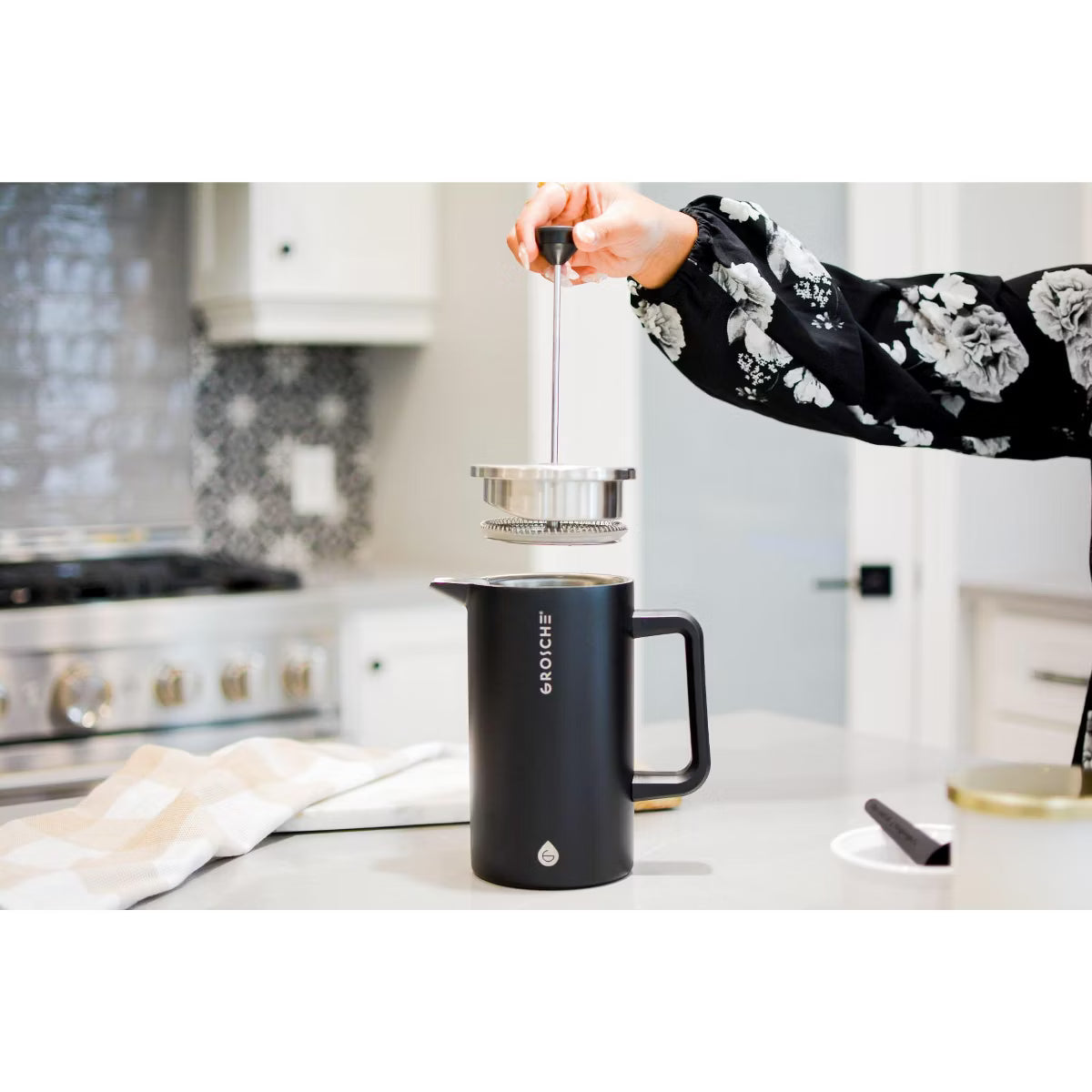 French Press – Culinvaro Stainless Steel Double Wall Insulated French Press, 34 fl oz. Capacity