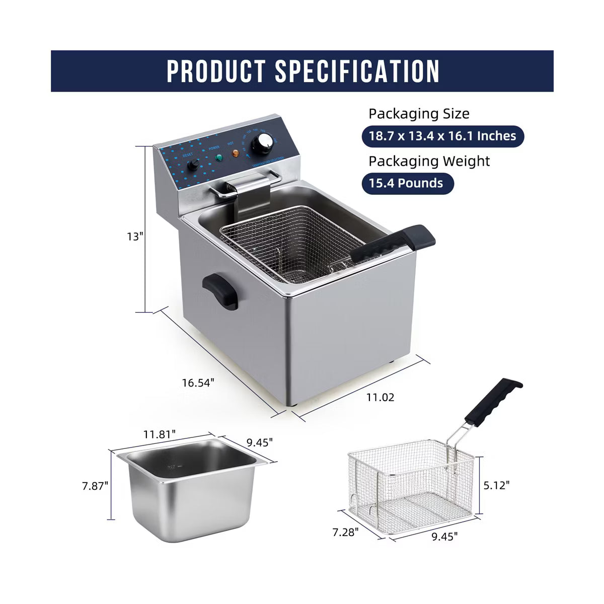 Deep Fryer – Electric Deep Fryer with Basket – Silver