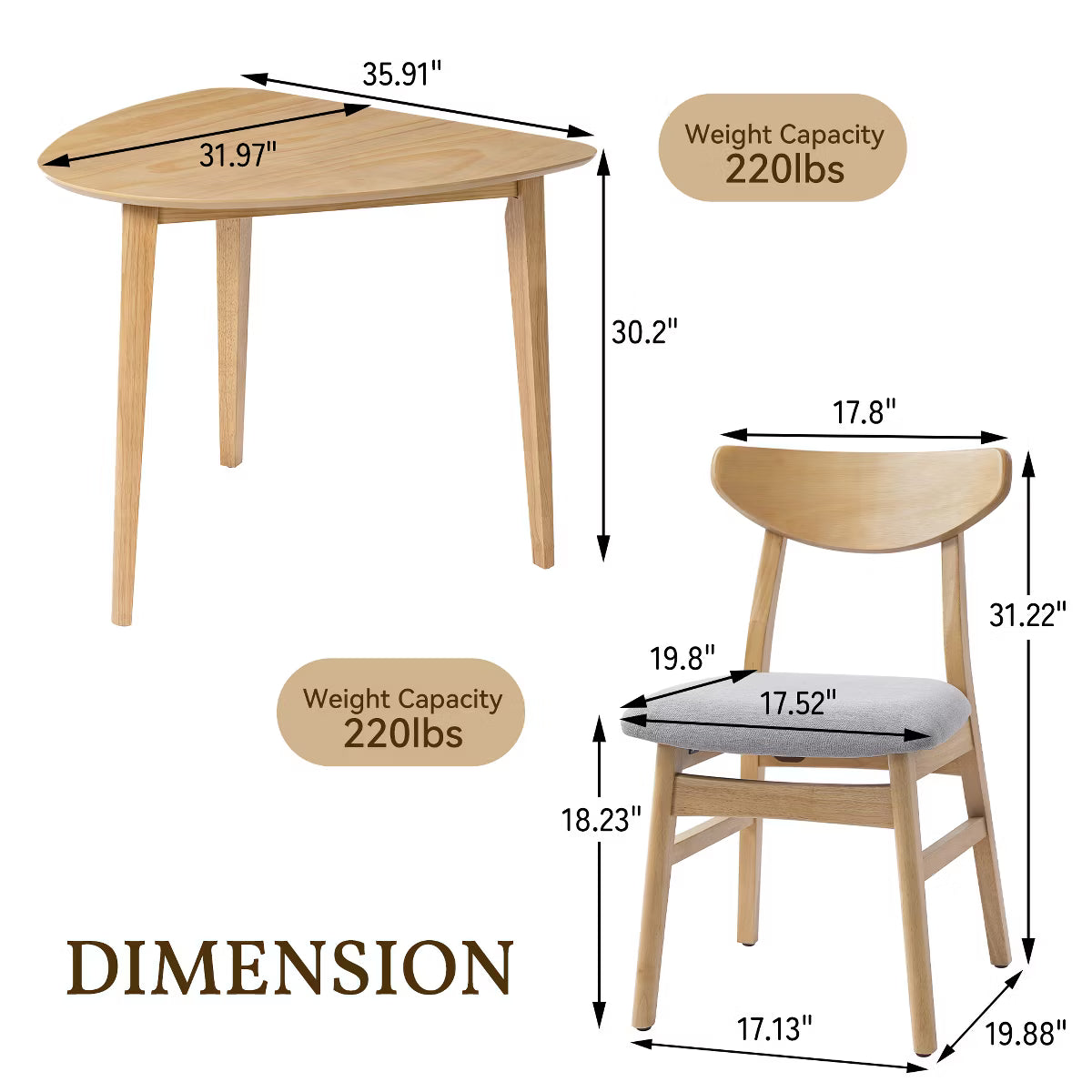 Dining Set – Culinvaro 3-Piece Modern Table and Chair Set