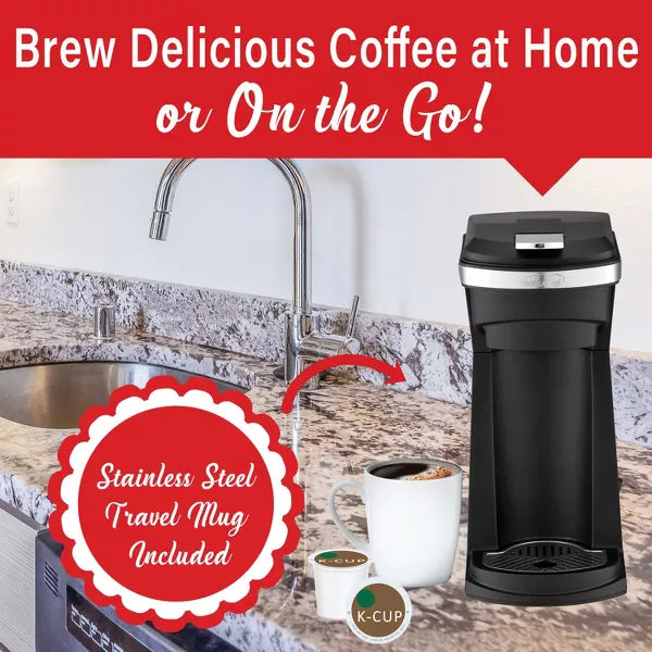 Single-Serve Coffee Maker – 800-Watt Single-Serve Coffee Maker with Reusable Filter Basket for K – Black