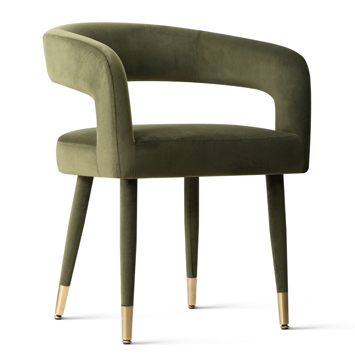 Modern Camel Velvet Dining Chairs Set of 4,