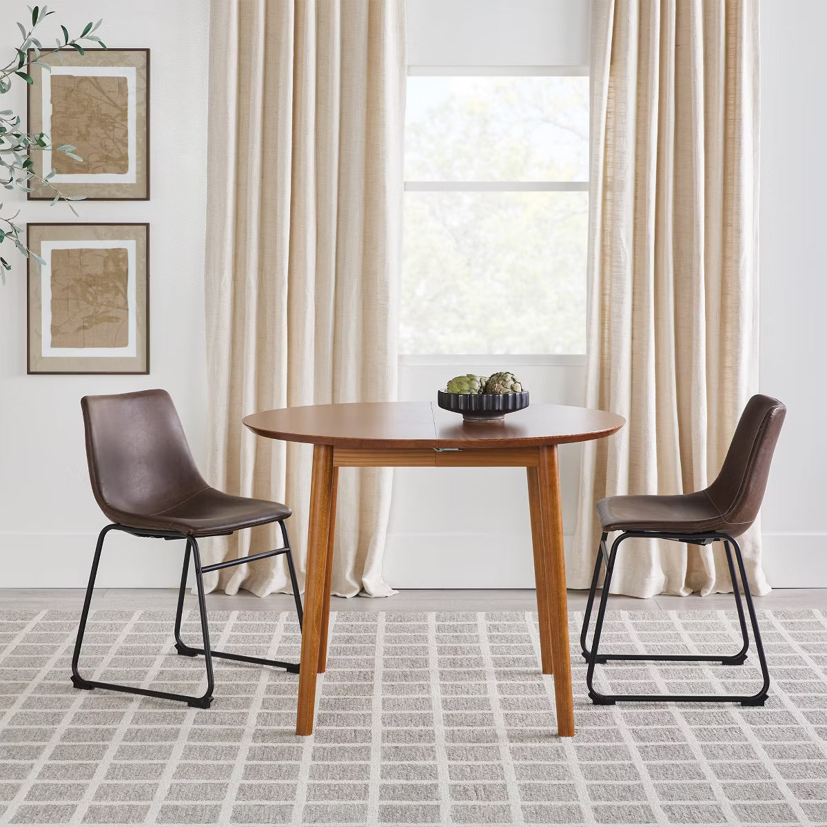 Dining Table – Culinvaro '-Century Modern 40-60” Solid Wood Oval Extension Dining Table Caramel 40" - 60"
