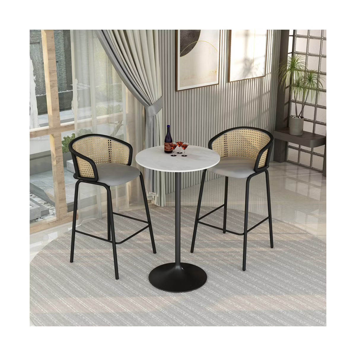 Verve 27" Round Bar Height Dining Table, Sintered Stone Top,