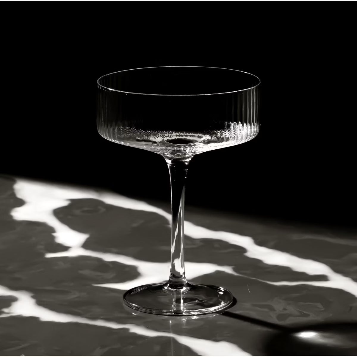 Cocktail Glass – Culinvaro Clear Ribbed Martini Coupe Glass - 9.5oz 2 Piece Set