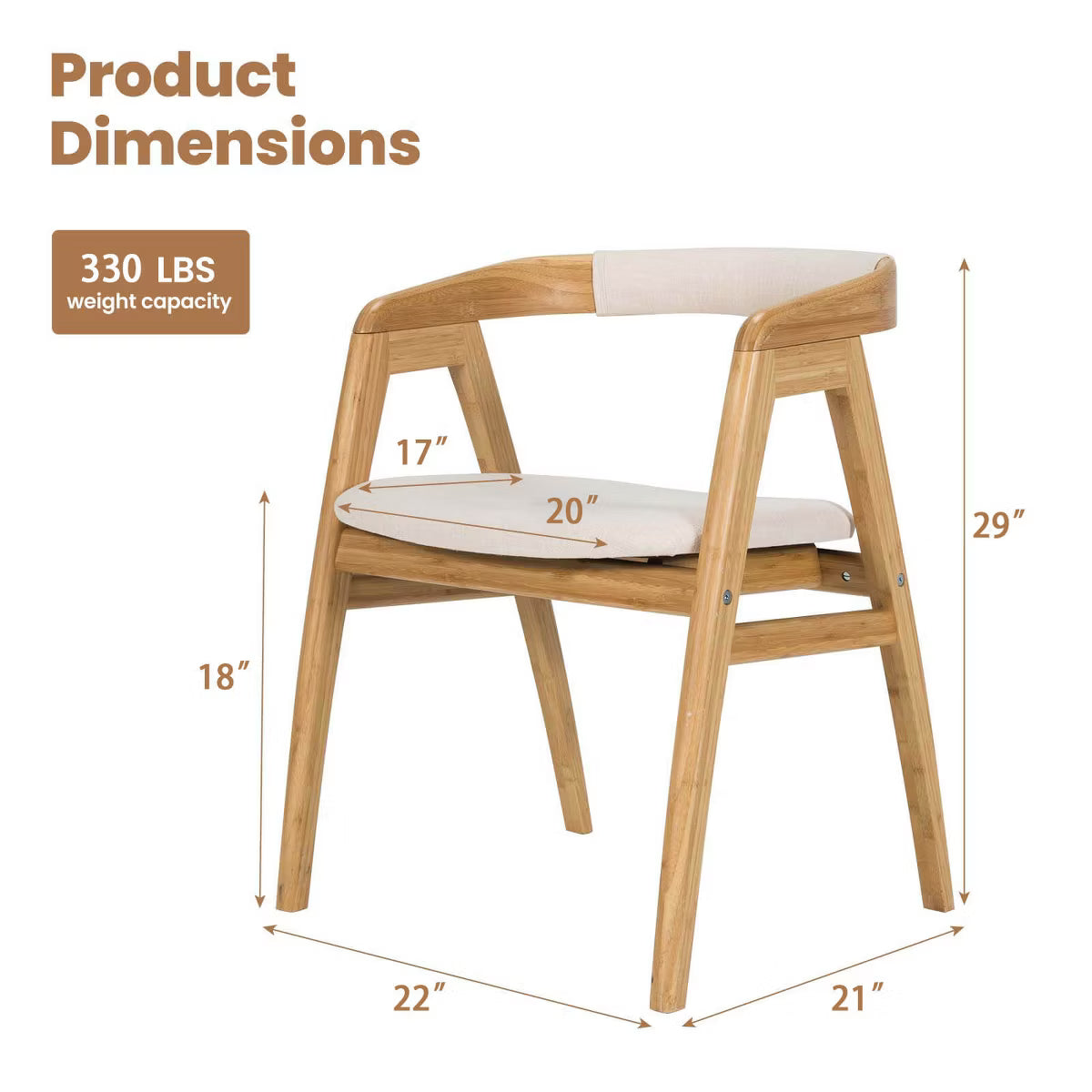 Dining Chair – Culinvaro Leisure Bamboo Chair Dining Chair w/ Curved Back