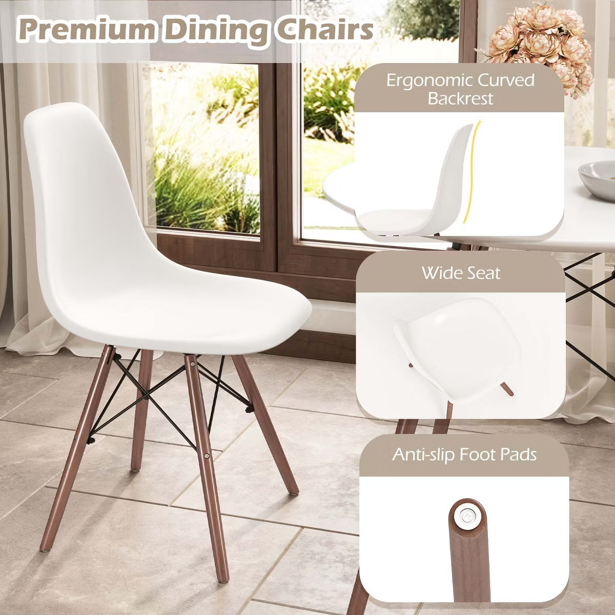 Dining Set – Culinvaro Dining Table Set Modern 5 PCS For 4 Round Dining Room Table Set with Solid Wood Leg
