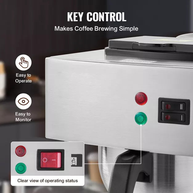 Drip Coffee Maker – 12 Cups Commercial Drip Coffee Maker – Silver