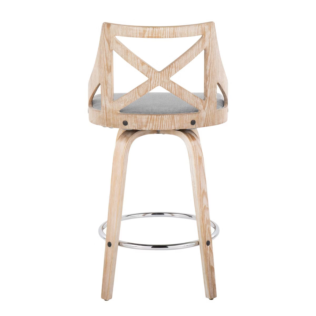 Set of 2 Charlotte Counter Height Barstools White Wash/Light Gray