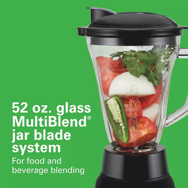 Countertop Blender – Kitchen System 3-in-1 Blender with 52oz Food Processor Glass – Black