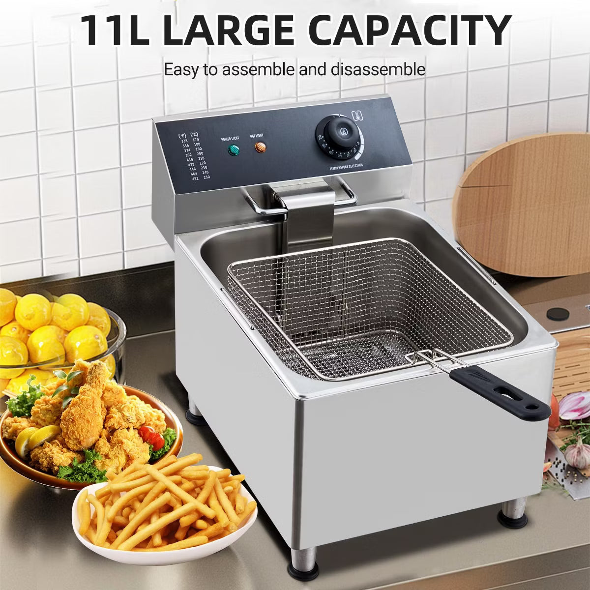 Deep Fryer – Electric Fryer, Deep Fryer Electric Deep Fryer with Basket – 11L(16.2Qt)
