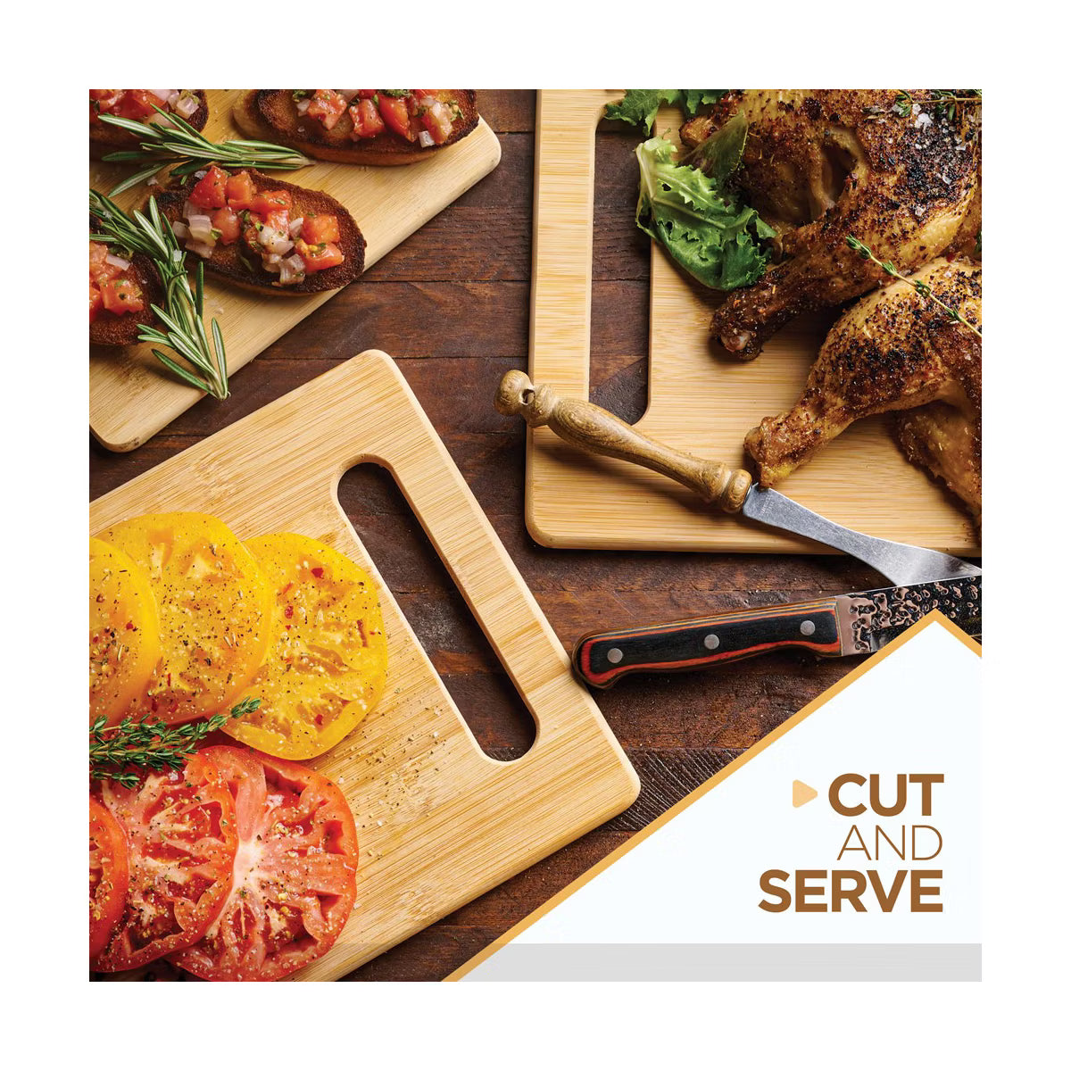 Cutting Board – Culinvaro Cutting Board Set, 3-Piece Wooden Chopping & Serving Tray for Food Prep