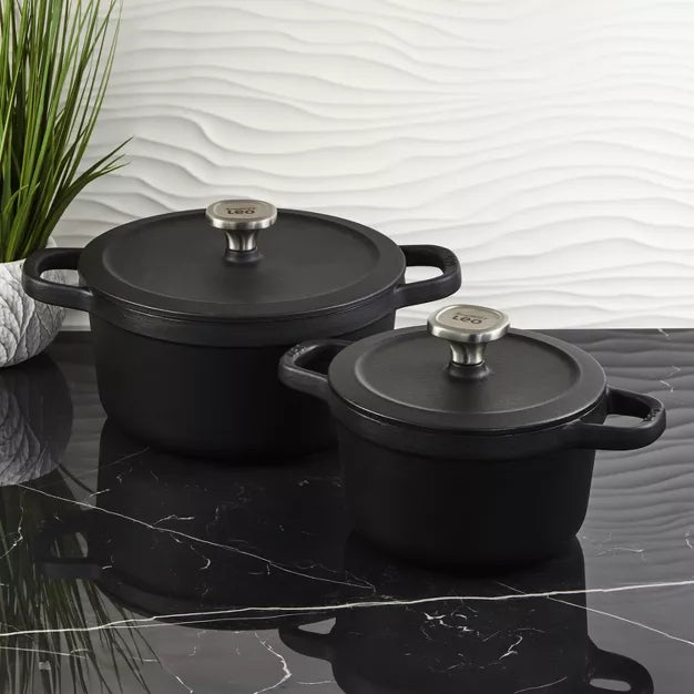 Cookware Set – 4Pc Enameled Cast Iron Cookware Set – Black