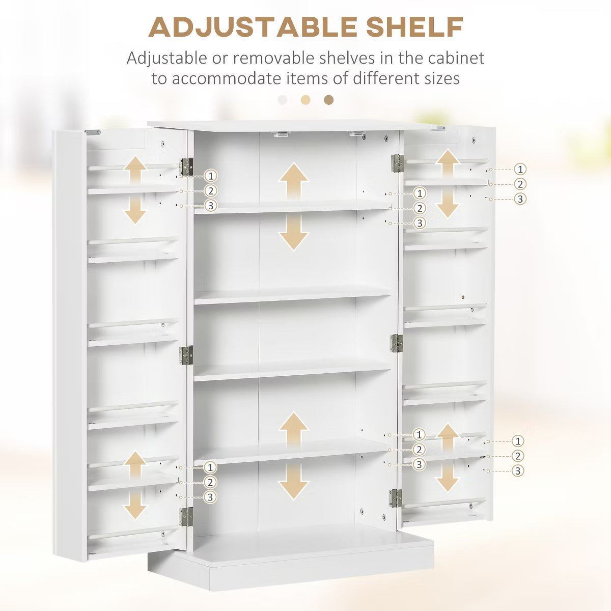 Pantry Cabinet – Culinvaro 41" Modern Kitchen Pantry Freestanding Storage Cabinet with Double Doors Adjustable Shelves for Living Room - White