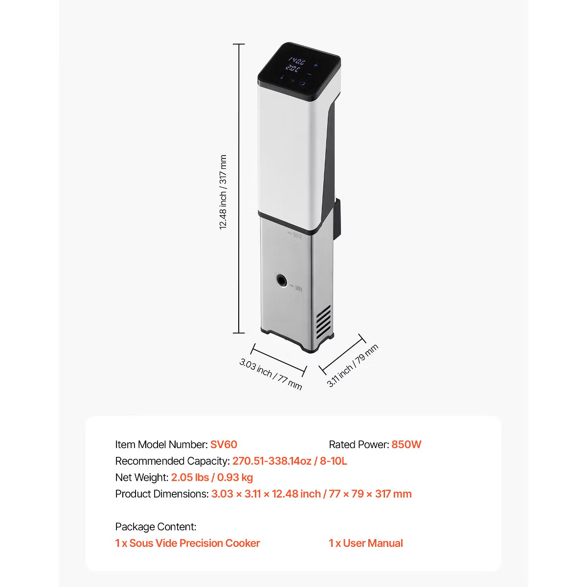 Sous Vide Cooker – Precision Cooker, 850W Sous-Vide Cooking Machine – Clear