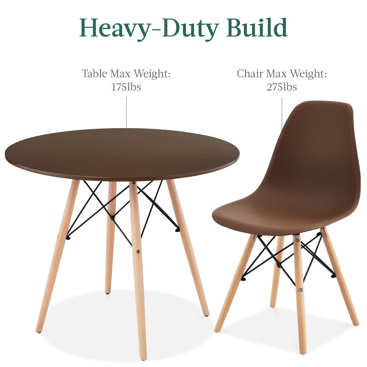Dining Set – Culinvaro 5-Piece Compact Mid-Century Modern Dining Set w/ 4 Chairs" Brown/Oak