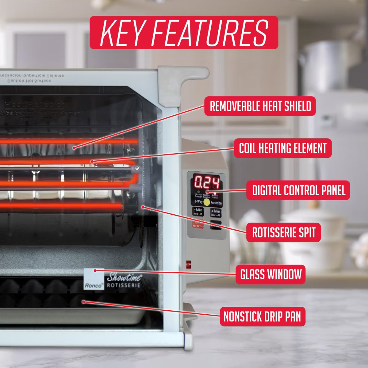 Roaster Oven – Platinum Digital Design Large Capacity (240oz) Countertop Oven – Silver