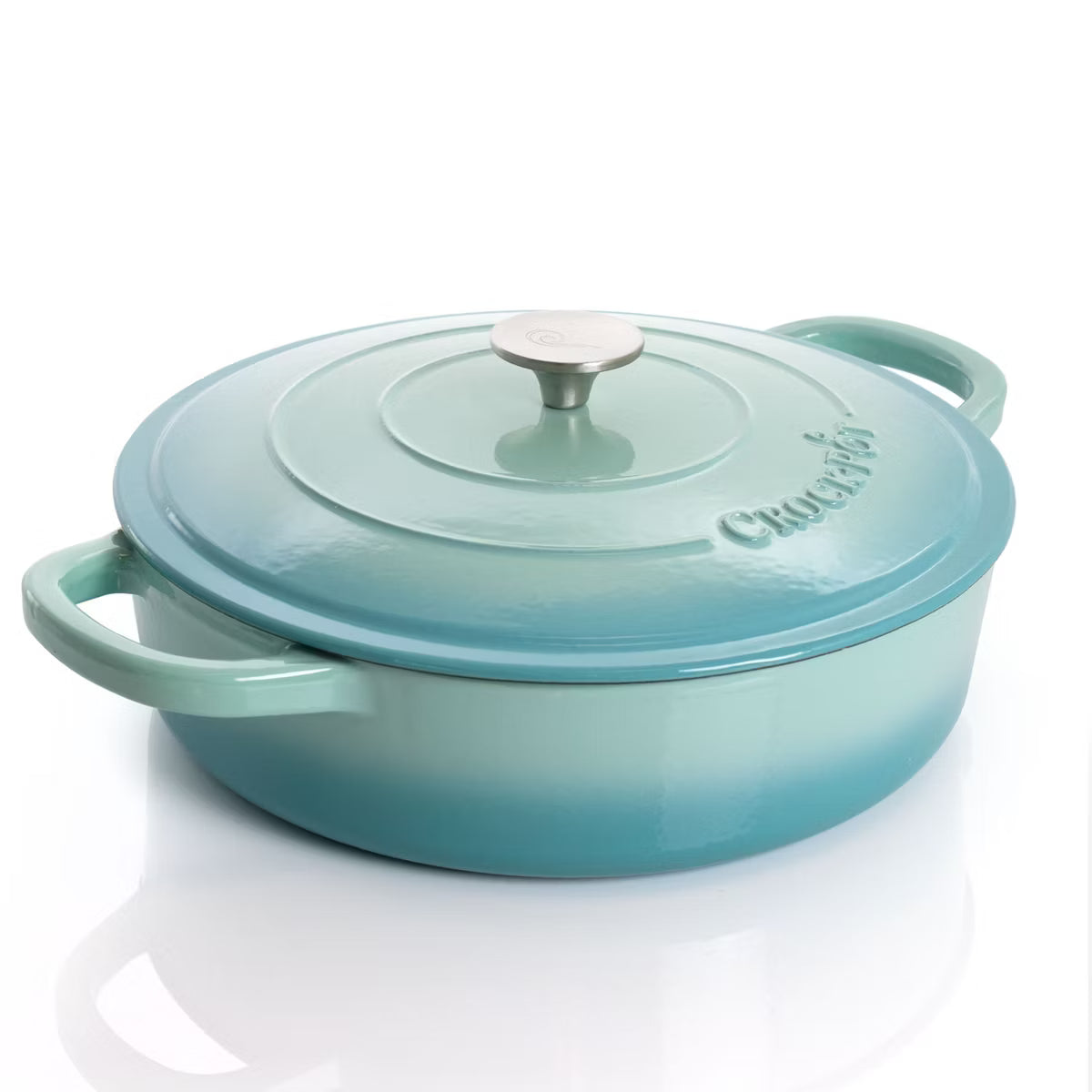 Dutch Oven – 5 Quart Artisan Enameled Cast Iron Braiser Pan – Blue