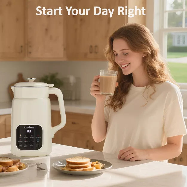 Soy Milk Maker – 8 in 1 Nut Milk Maker Mac8 in 1 Nut Milk Maker Machine: 60oz Soy Milk – White