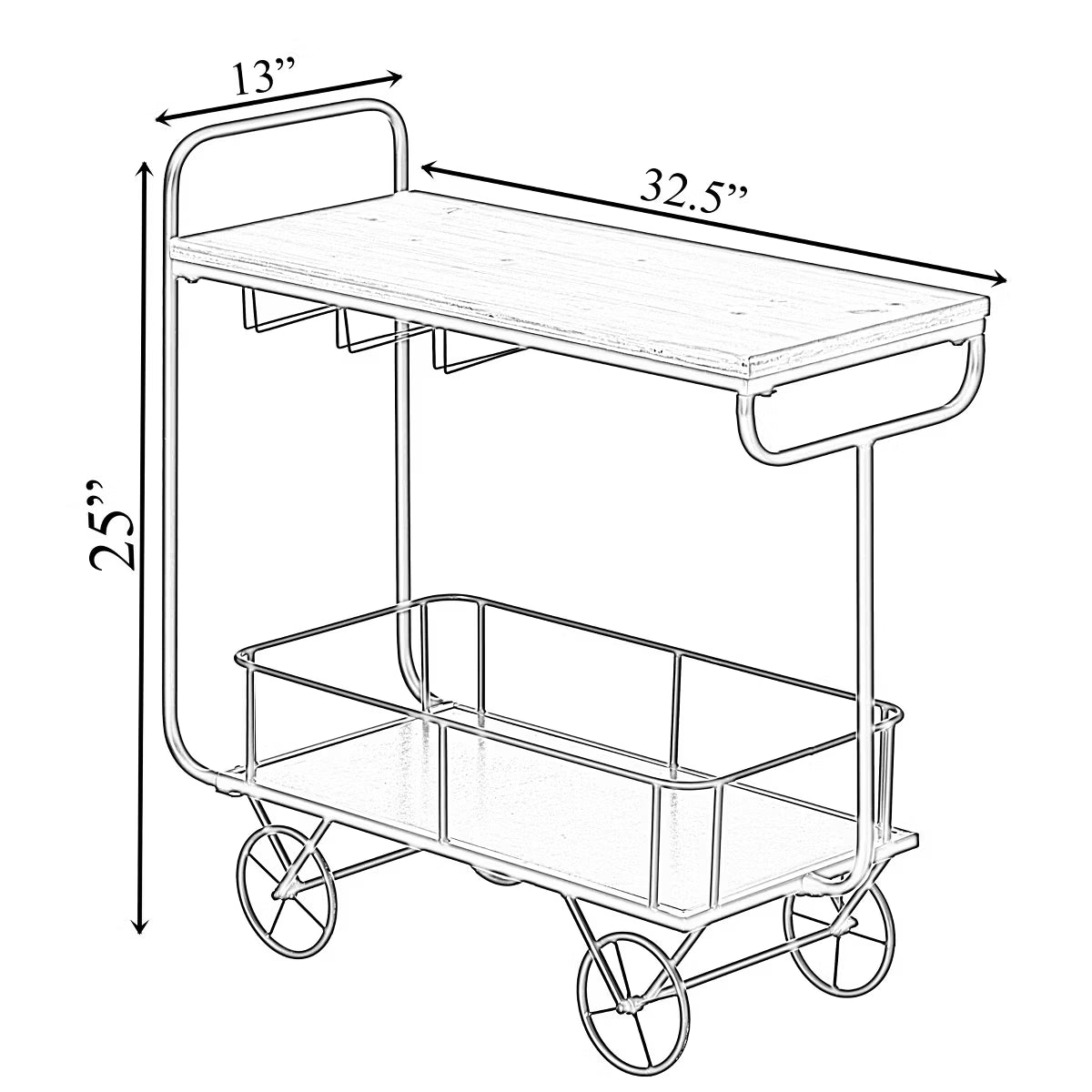 Serving Cart – Culinvaro Metal Wine Bar Serving Cart with Rolling Wheels