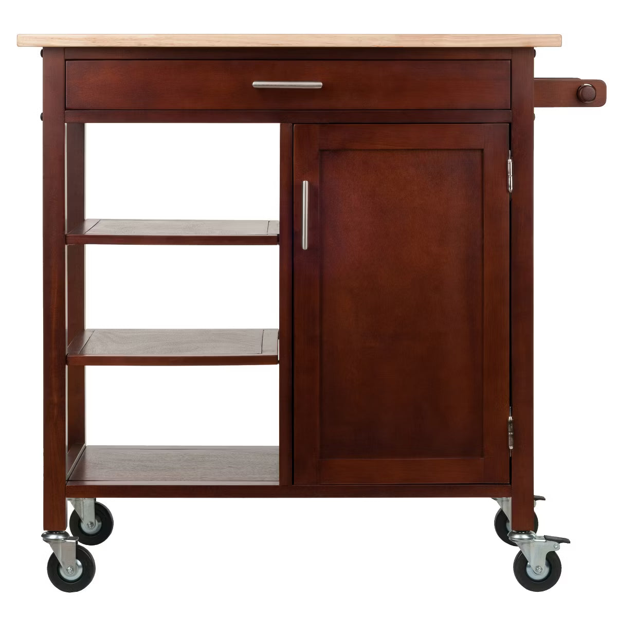 Kitchen Cart – Culinvaro Marissa Kitchen Cart Walnut - Winsome: Solid Beechwood Top