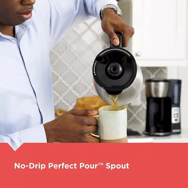 Drip Coffee Maker – 12 Cup Thermal Programmable Coffee Maker with Brew Strength – Black/Steel