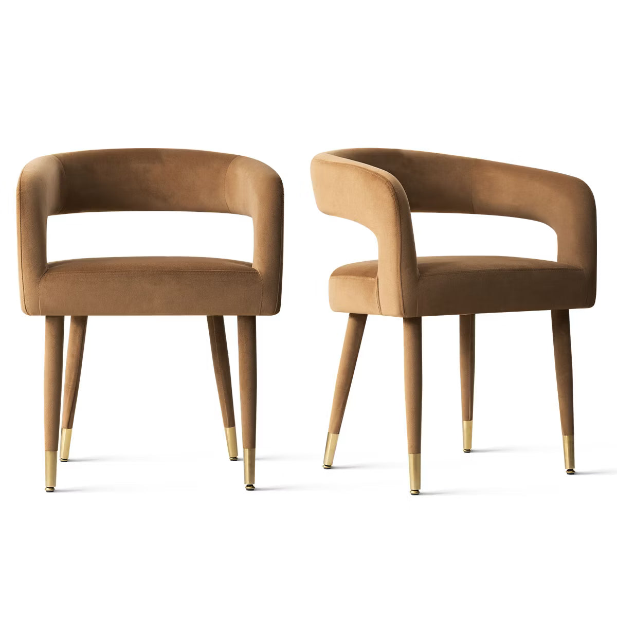 Set of 2 Modern Burgundy Velvet Accent Dining Chairs