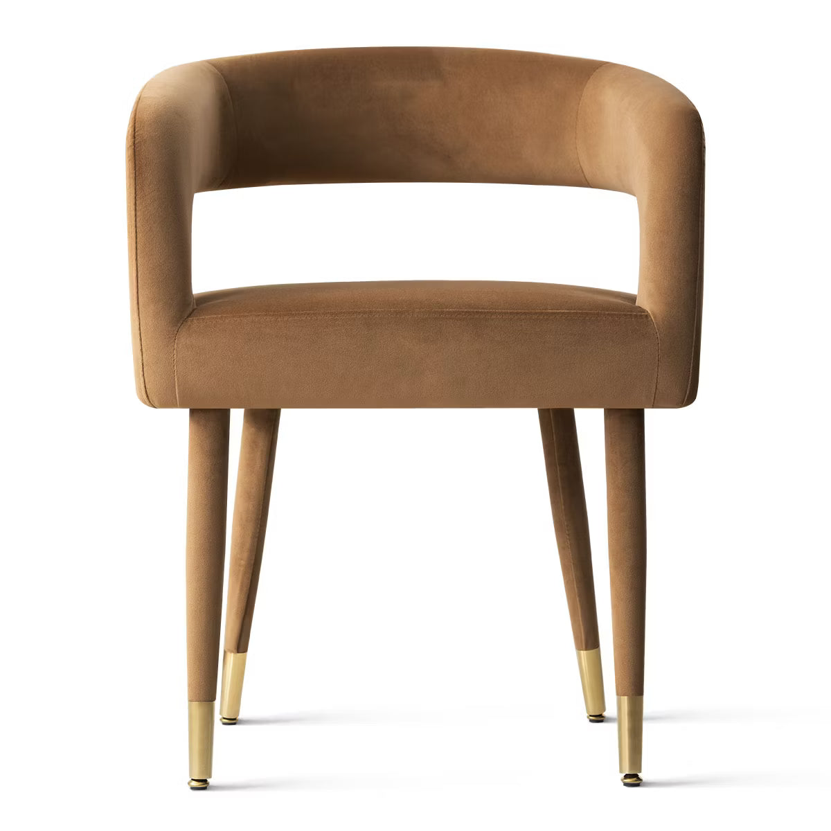 Modern Camel Velvet Dining Chairs Set of 4,