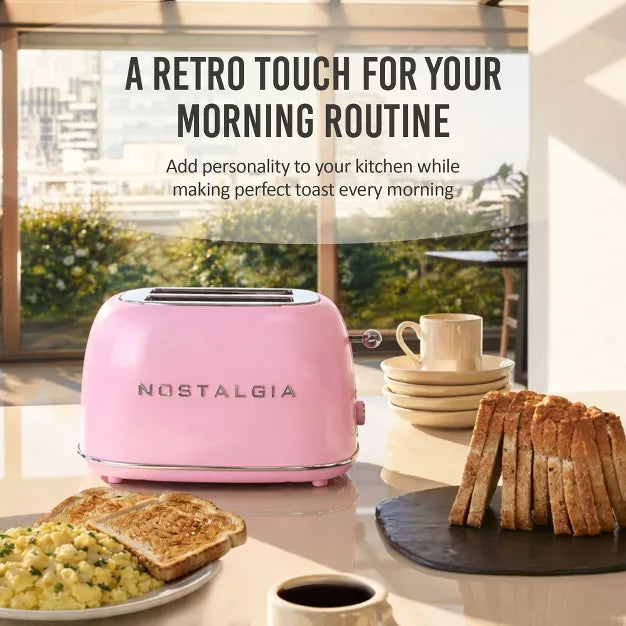 Toaster – Classic Retro 2-Slice Toaster – Pink