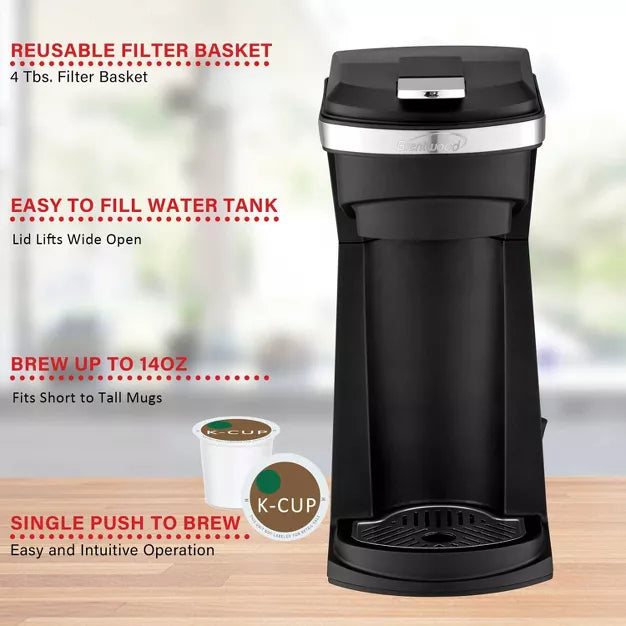 Single-Serve Coffee Maker – 800-Watt Single-Serve Coffee Maker with Reusable Filter Basket for K – Black