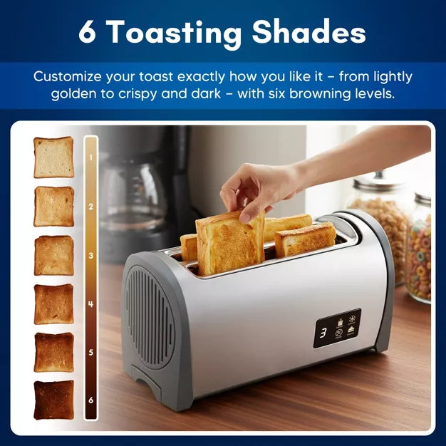 Toaster – 4 Slice Toaster Long Slot Stainless – Silver
